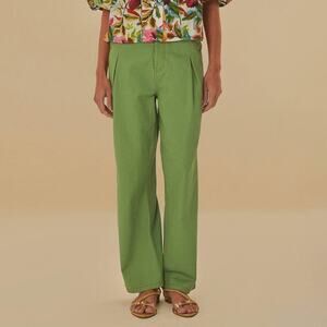 FARM Rio Green Twill Pleated Wide Pants